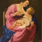 Copia d'autore "la madonna con il bambino" olio su tela 80x100cm 2017