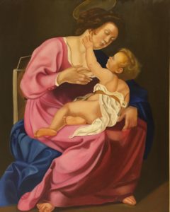 Copia d'autore "la madonna con il bambino" olio su tela 80x100cm 2017